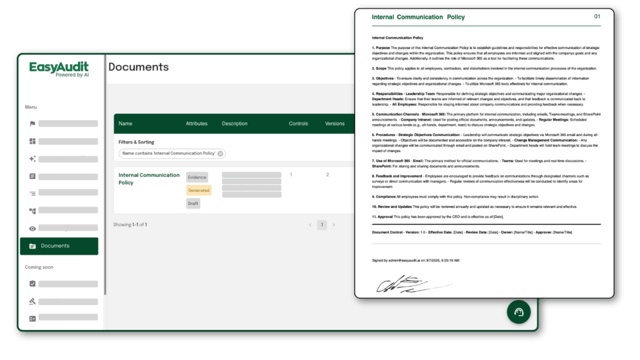 Policy Generation Dashboard